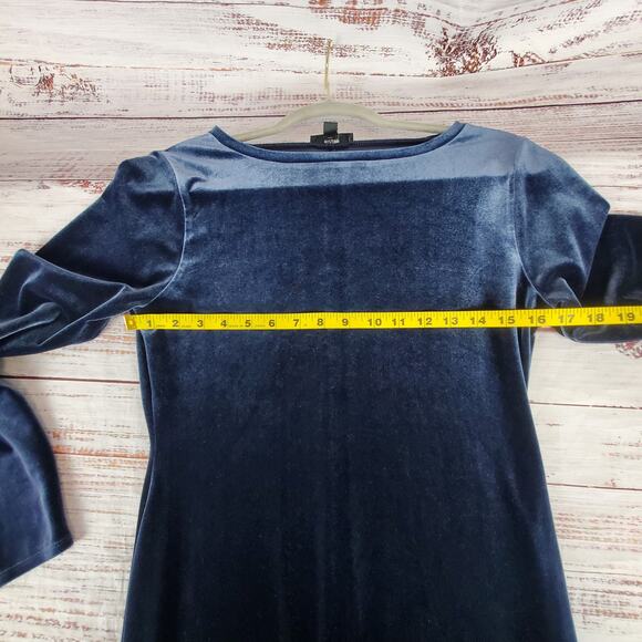 J.Crew Blue Velvet Midi Sweater Dress Sz S Luxurious Dark Romantic Party Holiday - Picture 7 of 11